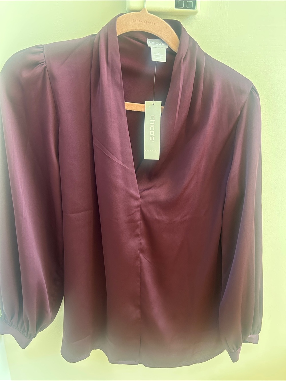 Chico's Satin-Look Burgundy V-Neck Blouse